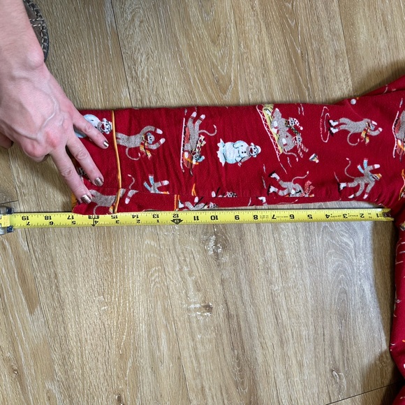 NICK & NORA DOWNHILL MONKEYS 100% COTTON Flannel Set Red Flannel Pajamas S - Picture 7 of 10